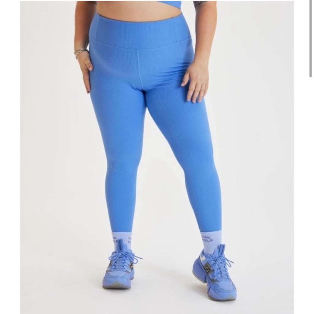 Girlfriend Collective Daydream Rib 7/8 High Rise Legging Periwinkle